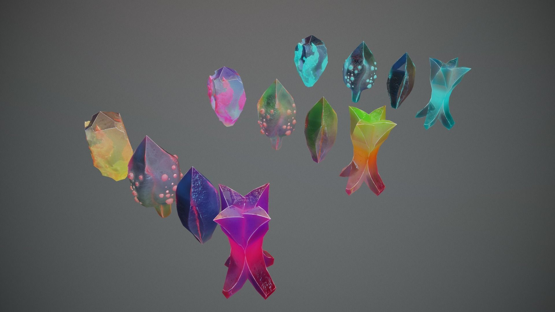 crystals for searching in the room glow in the dark Low-poly 3D model_1