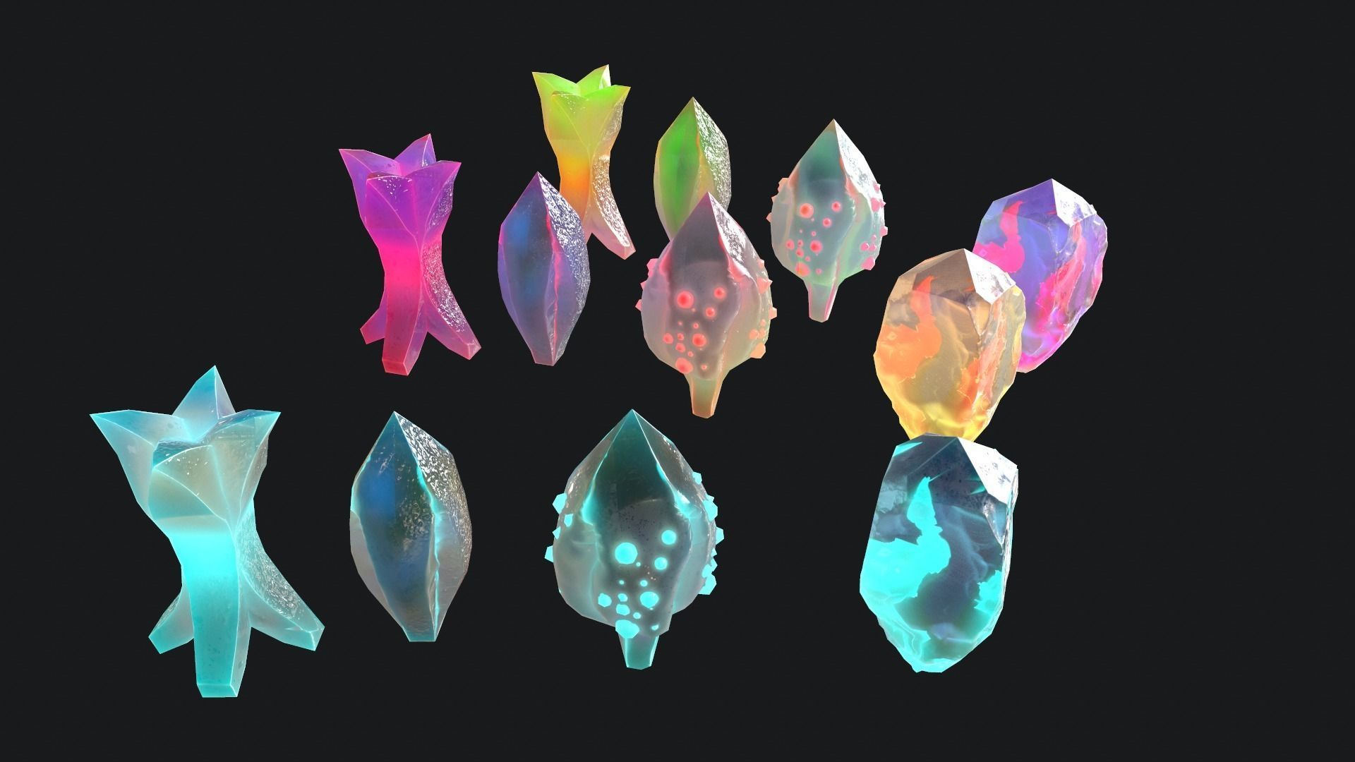 crystals for searching in the room glow in the dark Low-poly 3D model_10