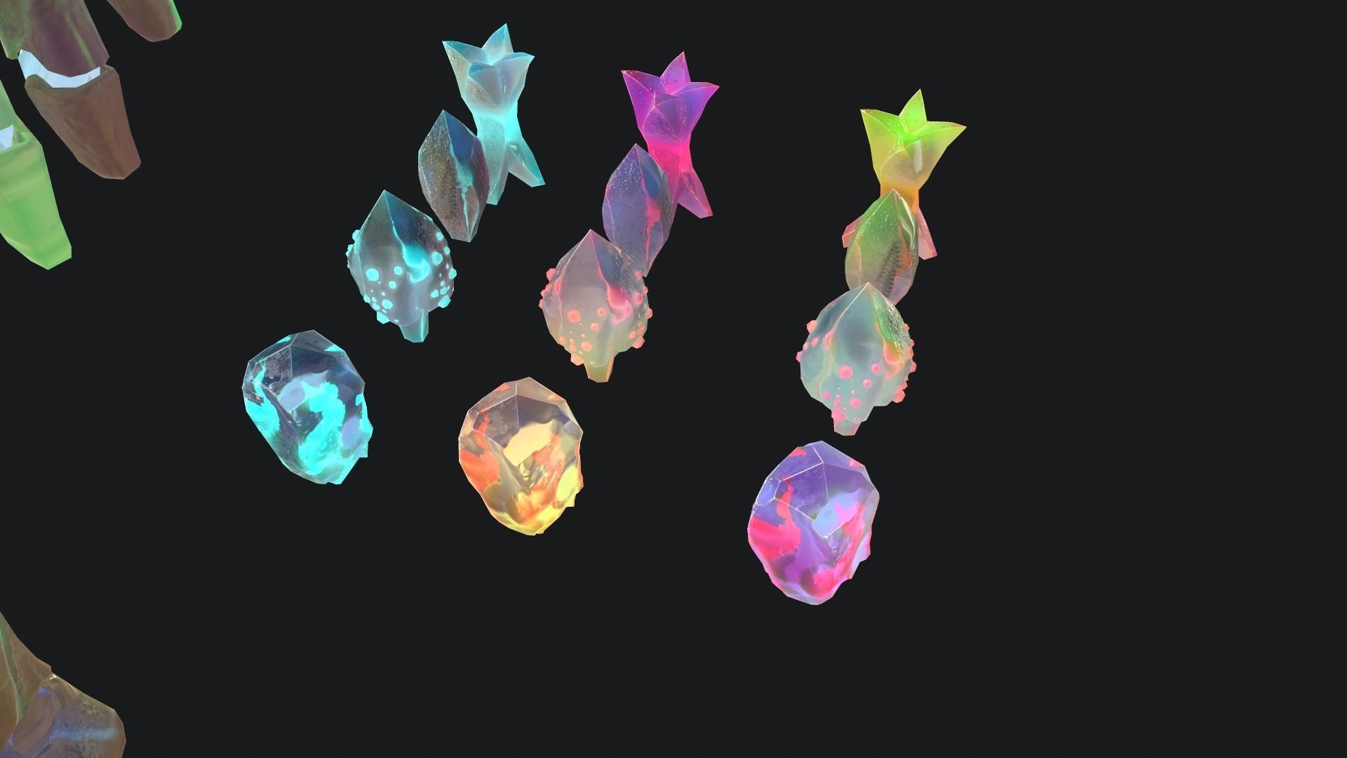 crystals for searching in the room glow in the dark Low-poly 3D model_8