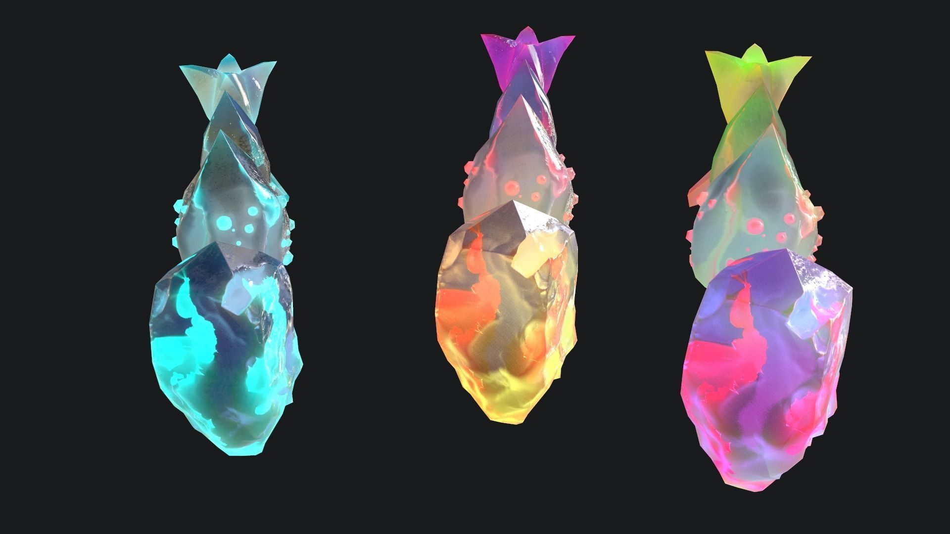 crystals for searching in the room glow in the dark Low-poly 3D model_7