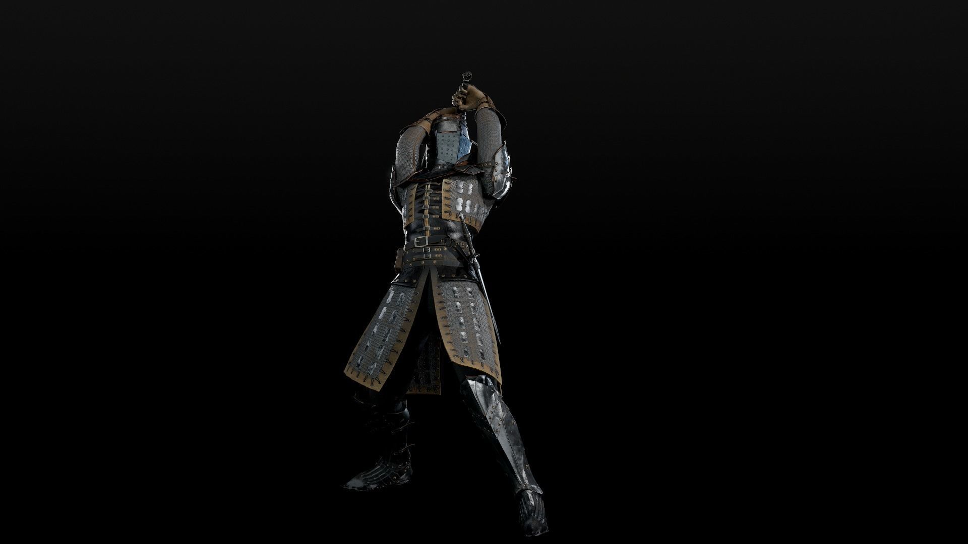 Crusader knight in armour Low-poly 3D model_39