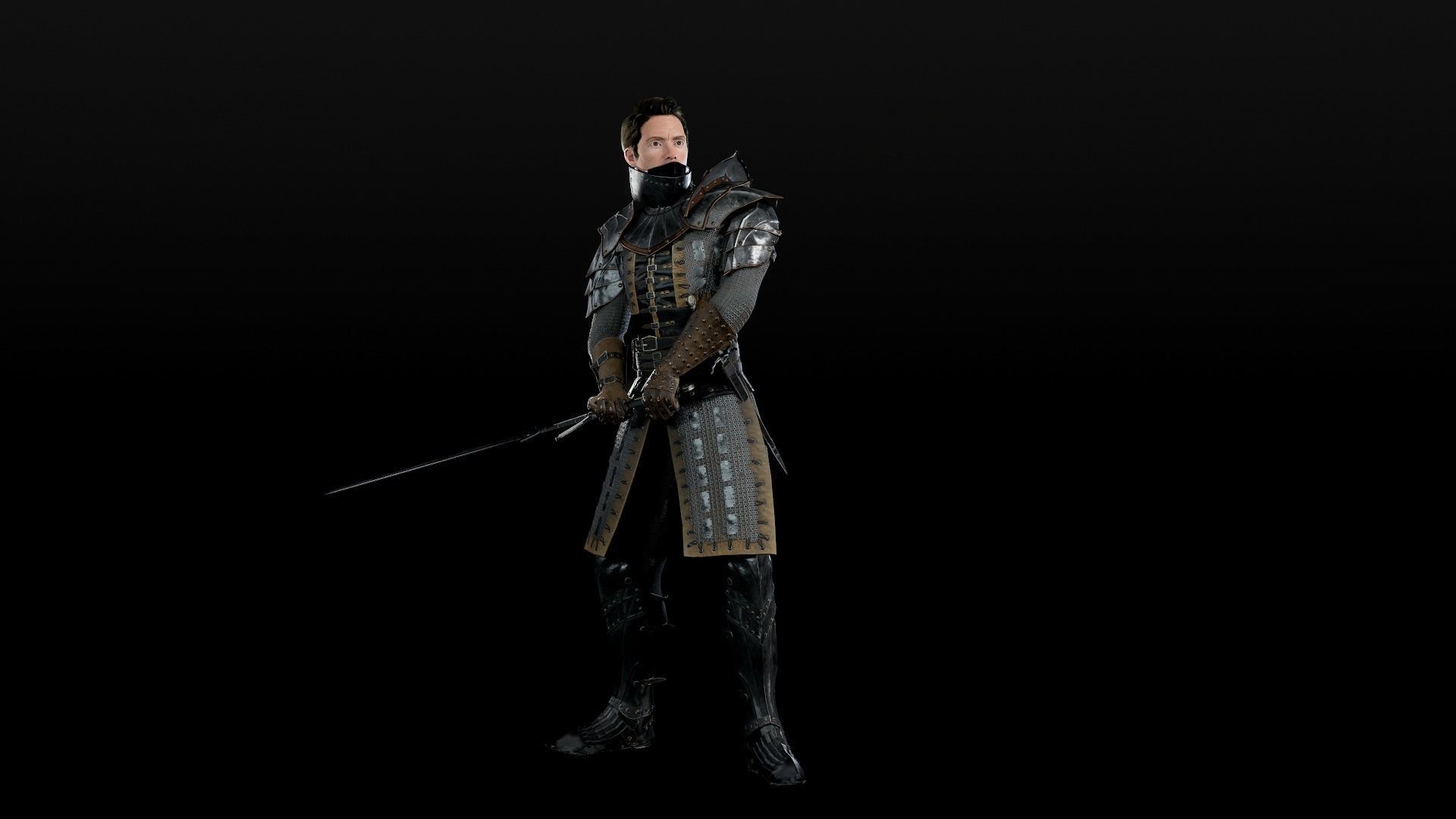 Crusader knight in armour Low-poly 3D model_16
