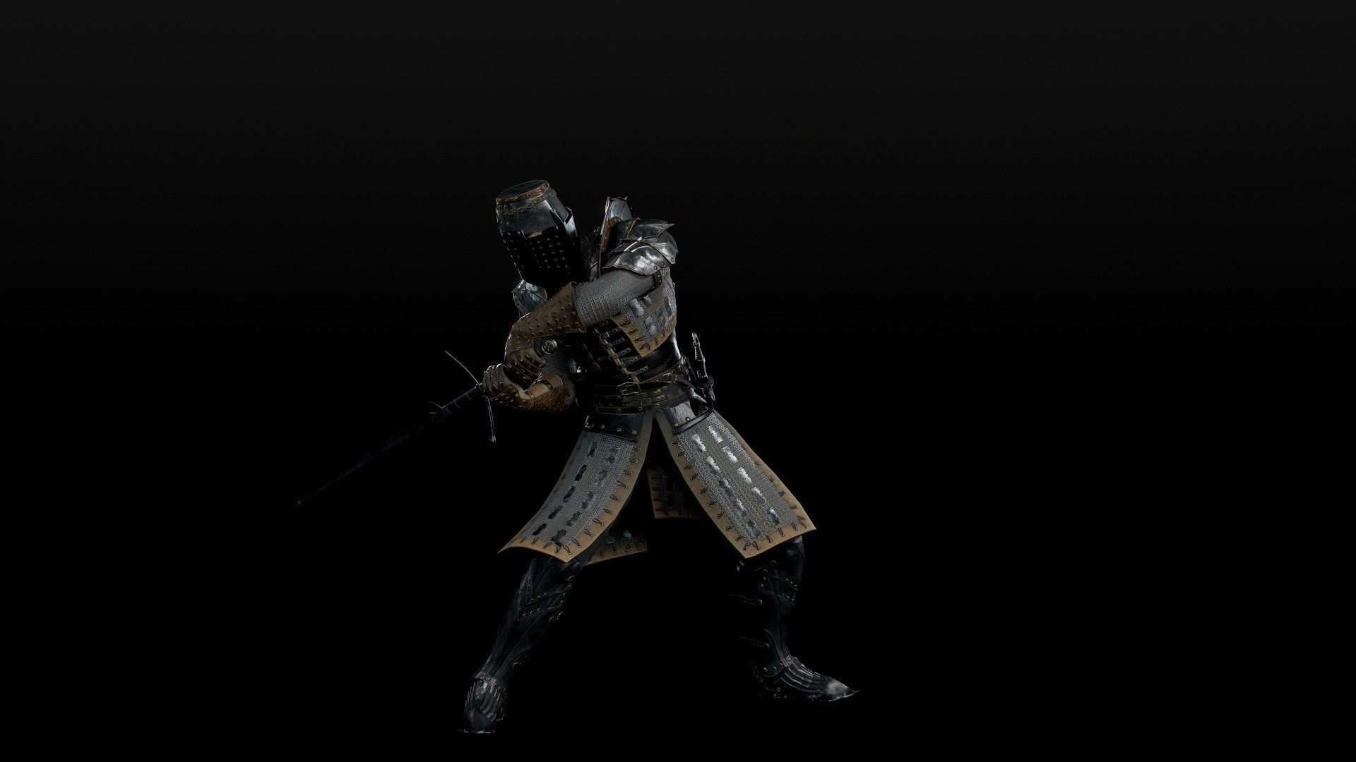 Crusader knight in armour Low-poly 3D model_37