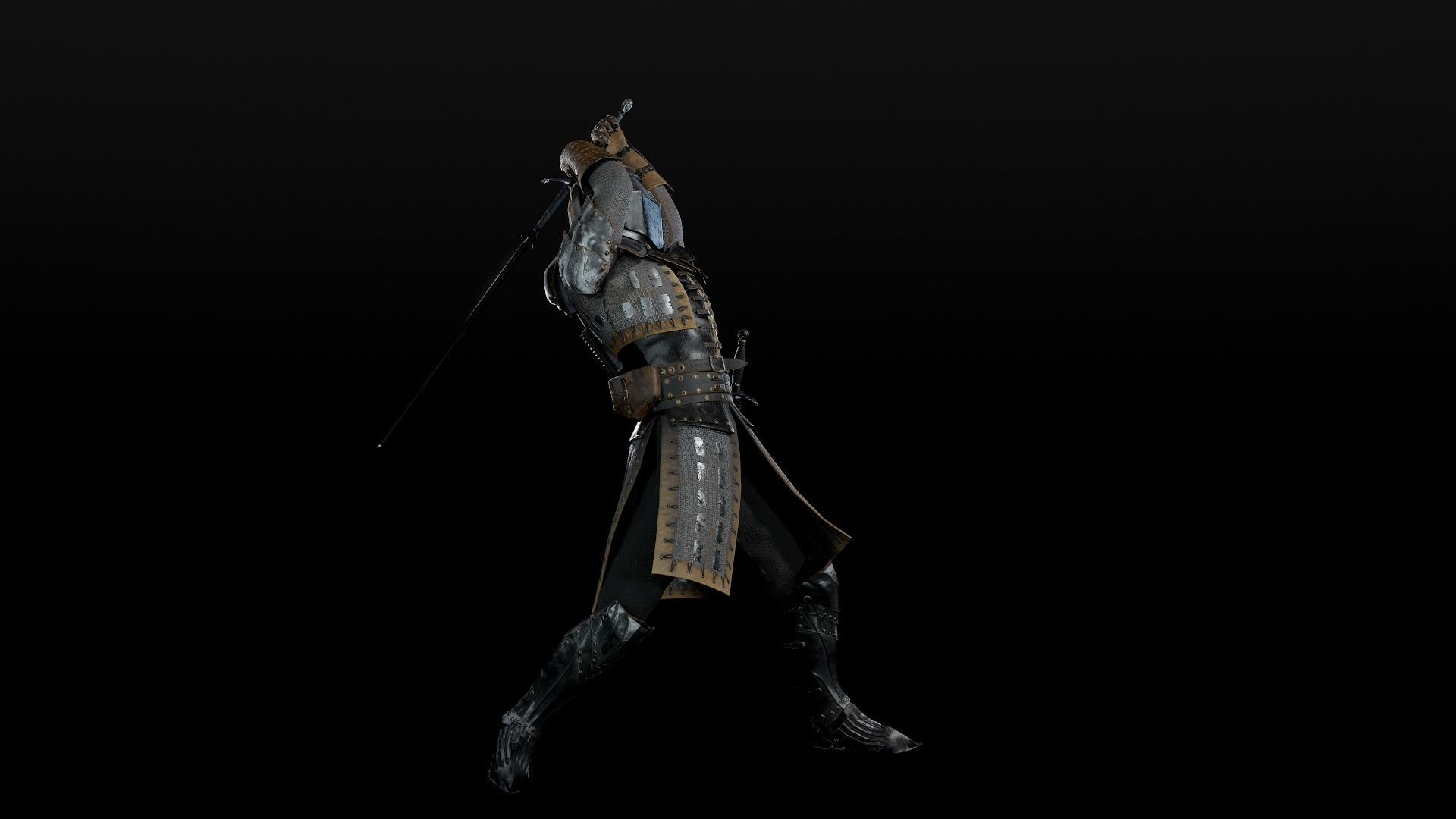 Crusader knight in armour Low-poly 3D model_36