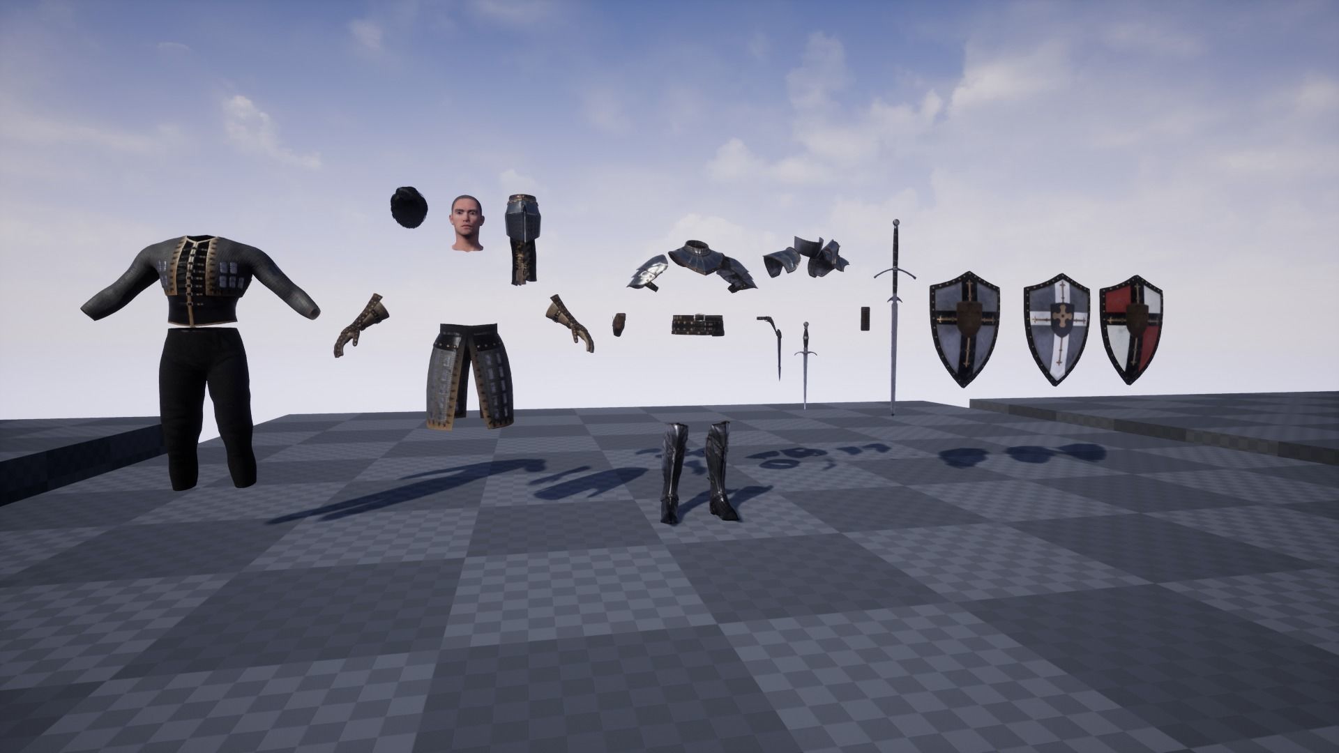 Crusader knight in armour Low-poly 3D model_46