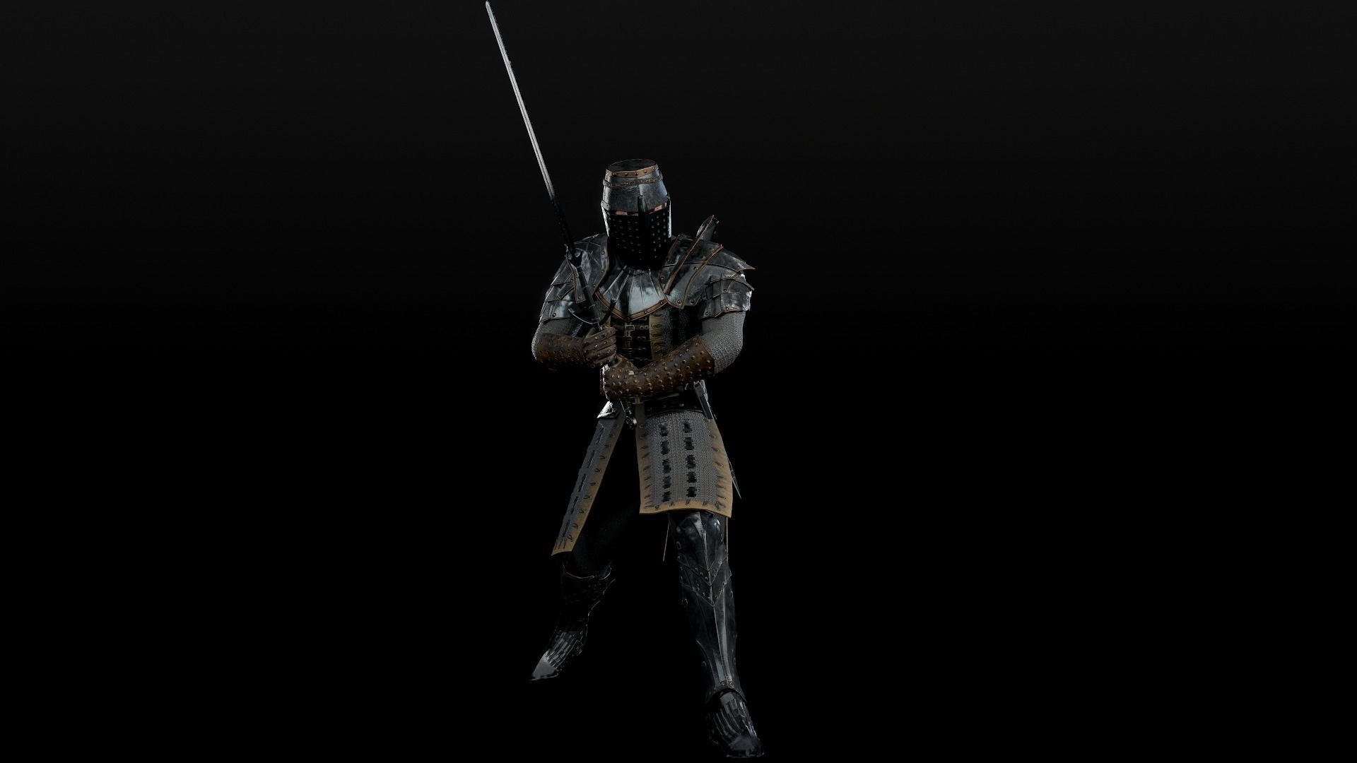 Crusader knight in armour Low-poly 3D model_20