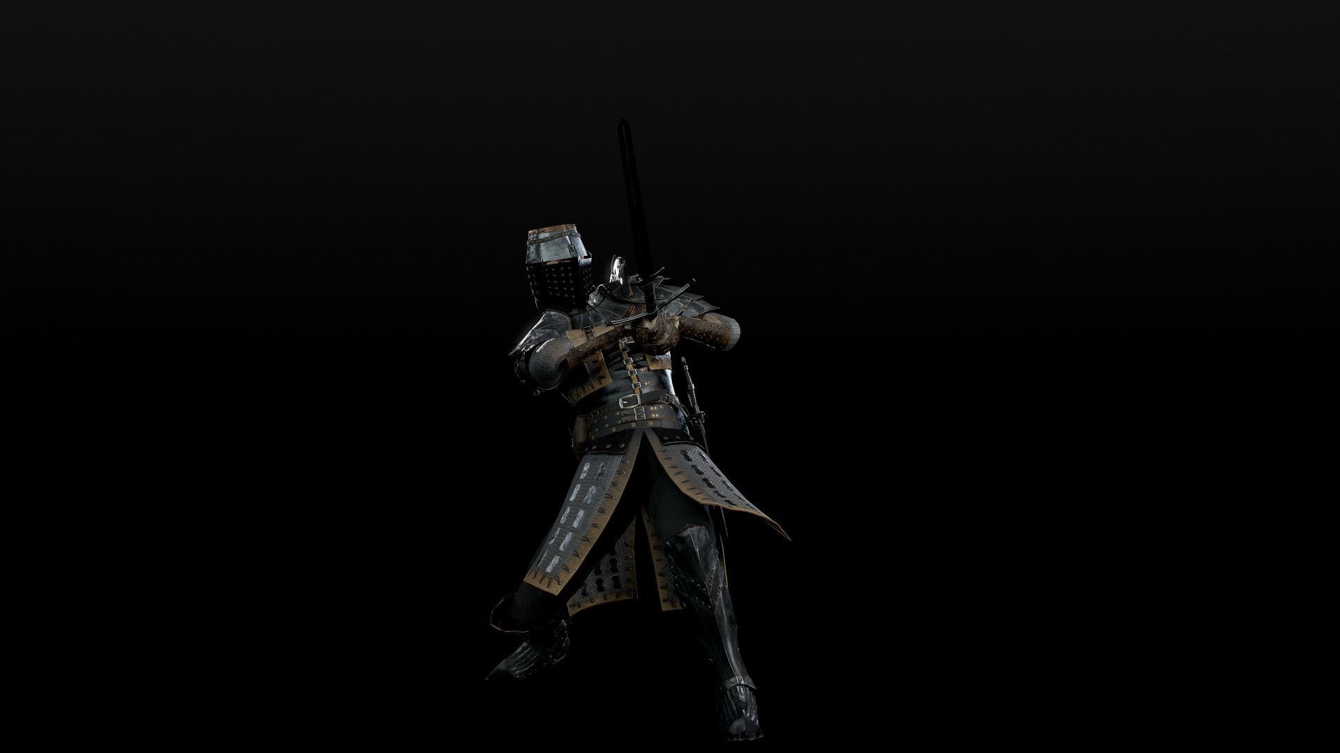 Crusader knight in armour Low-poly 3D model_27