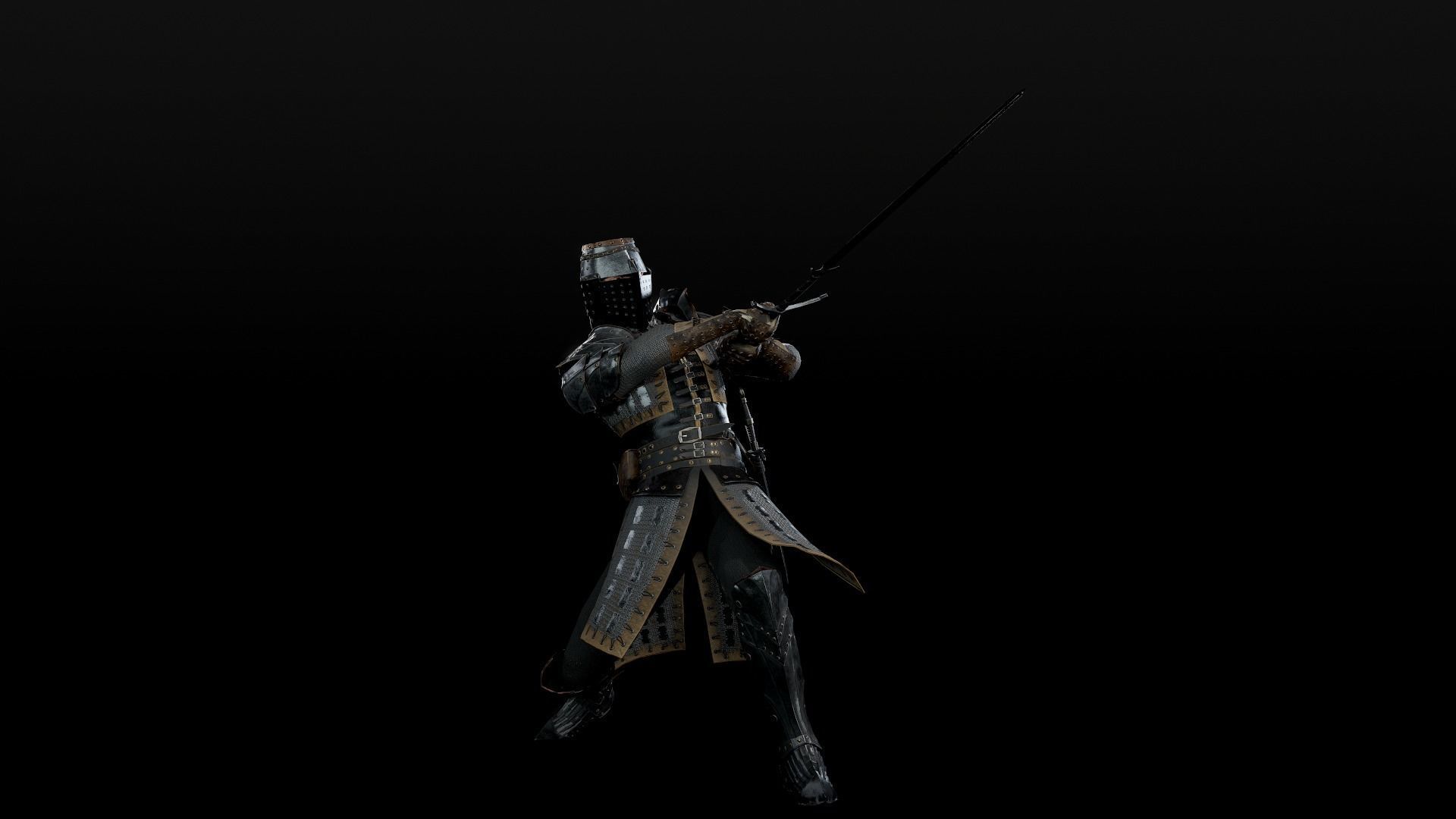 Crusader knight in armour Low-poly 3D model_33