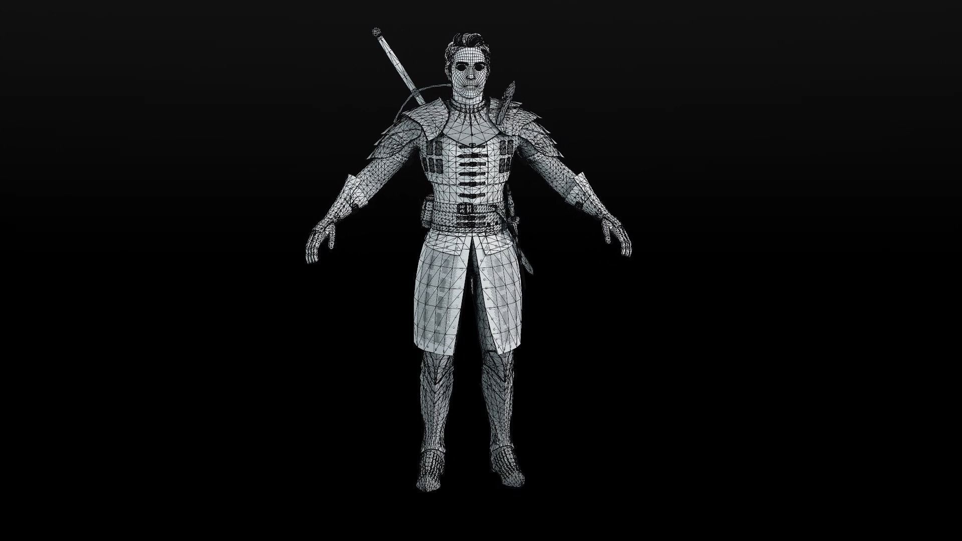 Crusader knight in armour Low-poly 3D model_44