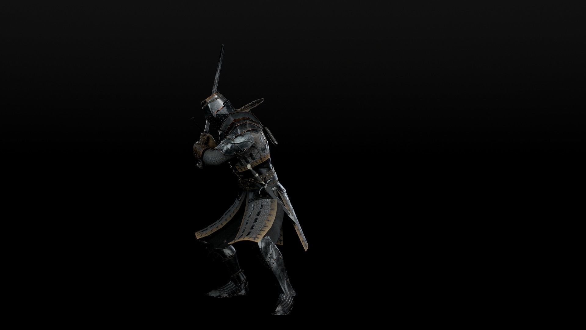 Crusader knight in armour Low-poly 3D model_23