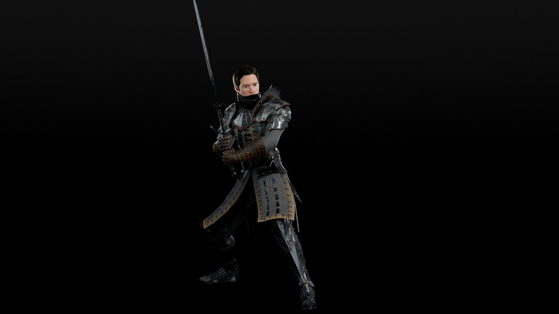 Crusader knight in armour Low-poly 3D model_17