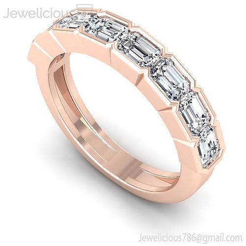 Jewelicious-1985-Ring rose gold diamond band with baguette cut diamonds