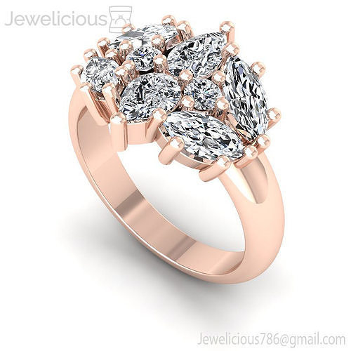 Jewelicious-1976-Ring diamond cluster ring in rose gold