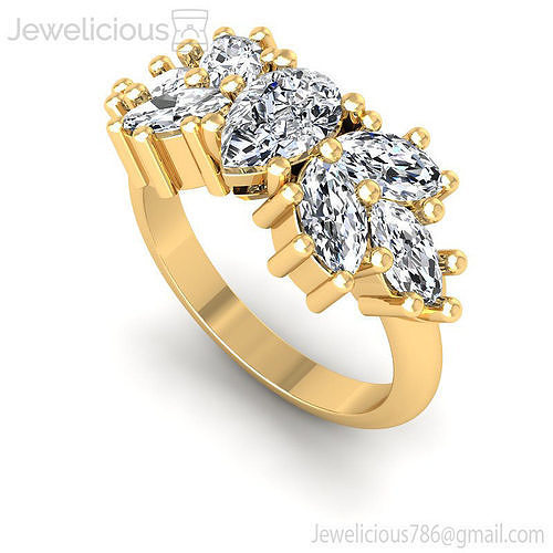 Jewelicious-1975-Ring diamond cluster ring gold