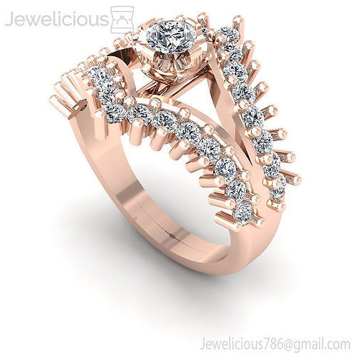 Jewelicious-1964-Ring rose gold diamond engagement ring with two rows of diamonds