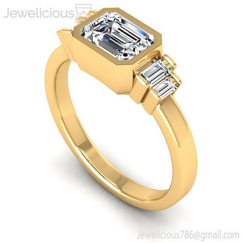 Jewelicious-1953-Ring emerald cut diamond engagement ring with baguette stones