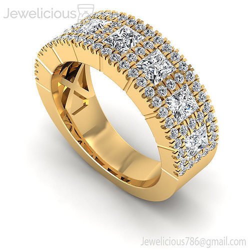 Jewelicious-1942-Ring gold wedding band with two rows of diamonds