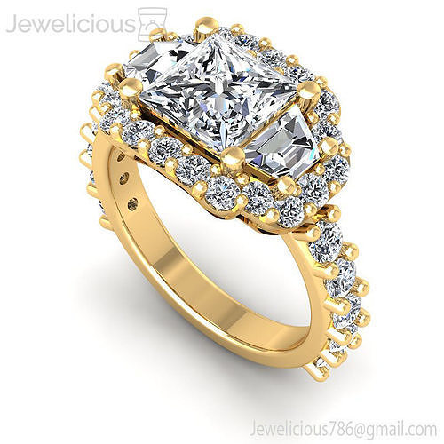 Jewelicious-1939-Ring gold engagement ring with princess cut diamond