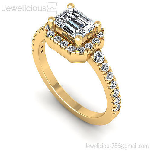 Jewelicious-1911-Ring emerald cut diamond halo engagement ring
