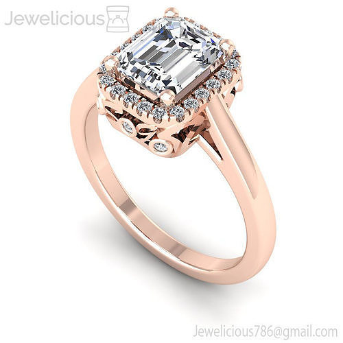 Jewelicious-1881-Ring emerald cut engagement ring in rose gold