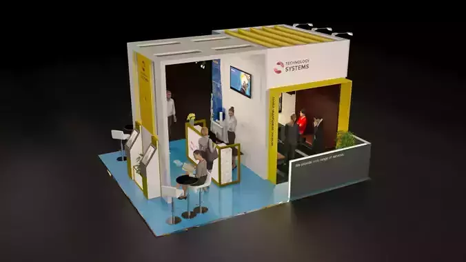 VRAY exhibition Island stand with Vip area 