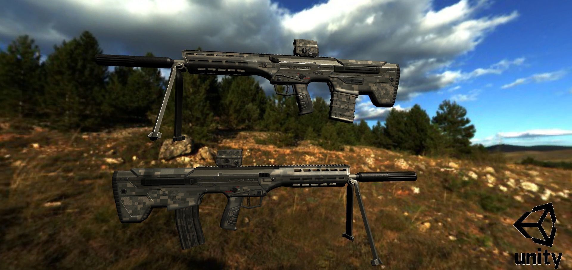 Modular Bullpup Rifle-Squad Automatic Weapon Variant Low-poly 3D model_28