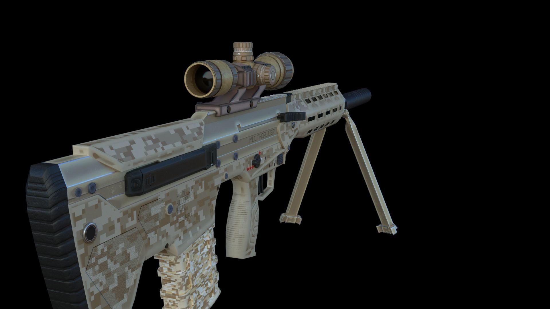 Modular Bullpup Rifle-Squad Automatic Weapon Variant Low-poly 3D model_14