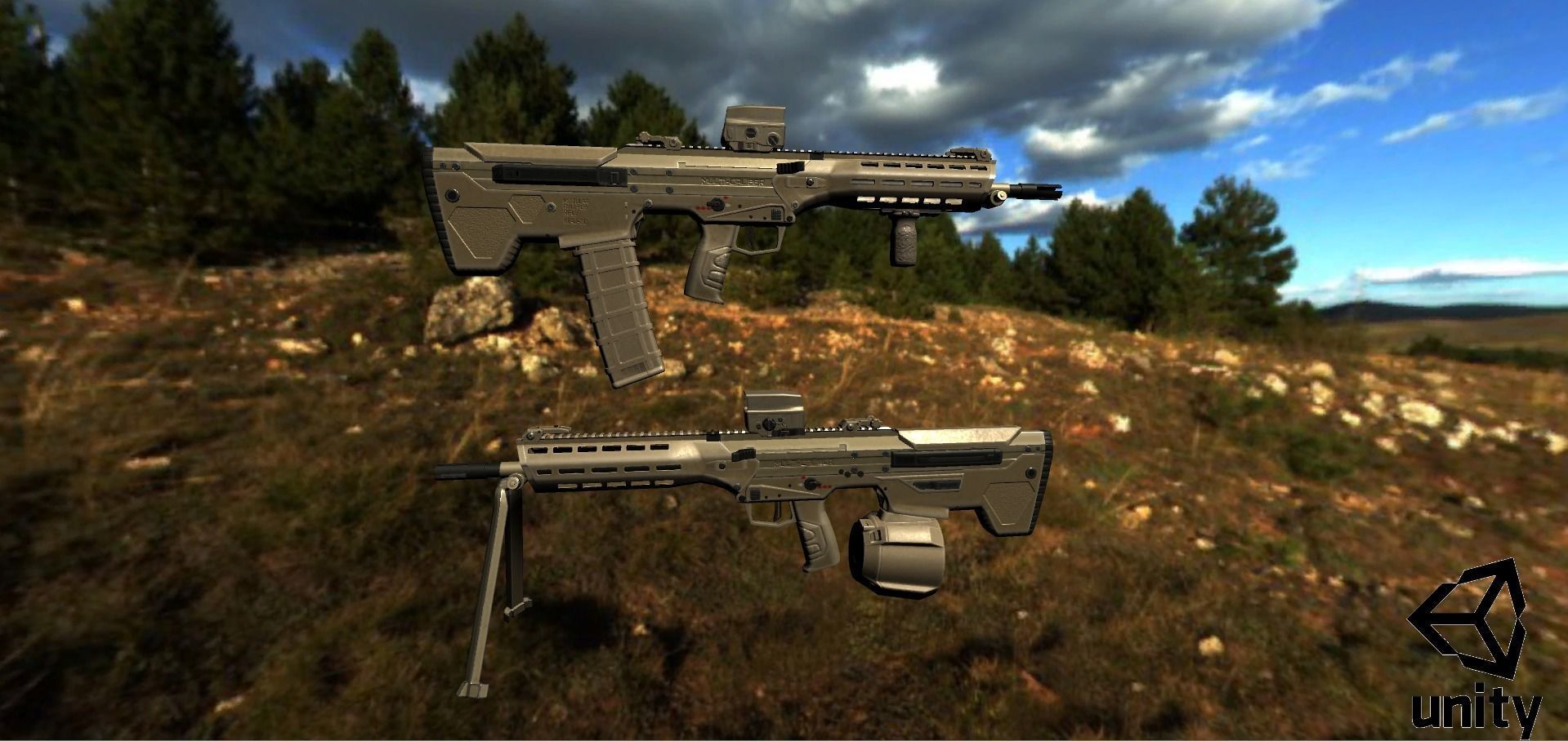 Modular Bullpup Rifle-Squad Automatic Weapon Variant Low-poly 3D model_22