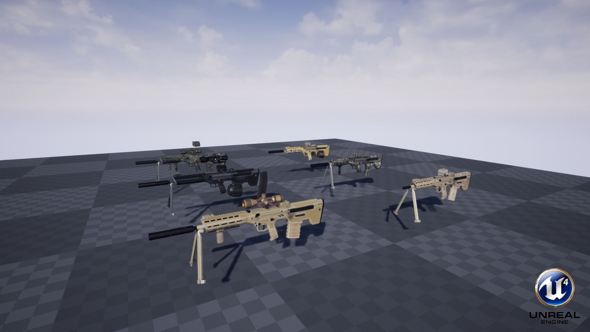 Modular Bullpup Rifle-Squad Automatic Weapon Variant Low-poly 3D model_31