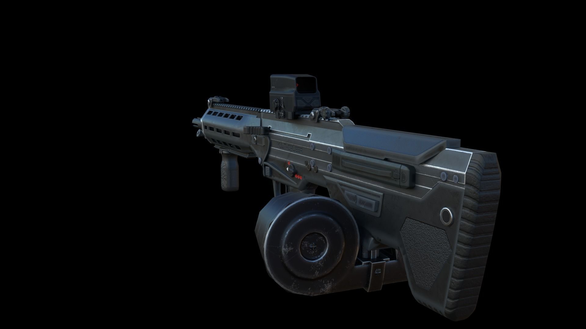 Modular Bullpup Rifle-Squad Automatic Weapon Variant Low-poly 3D model_7