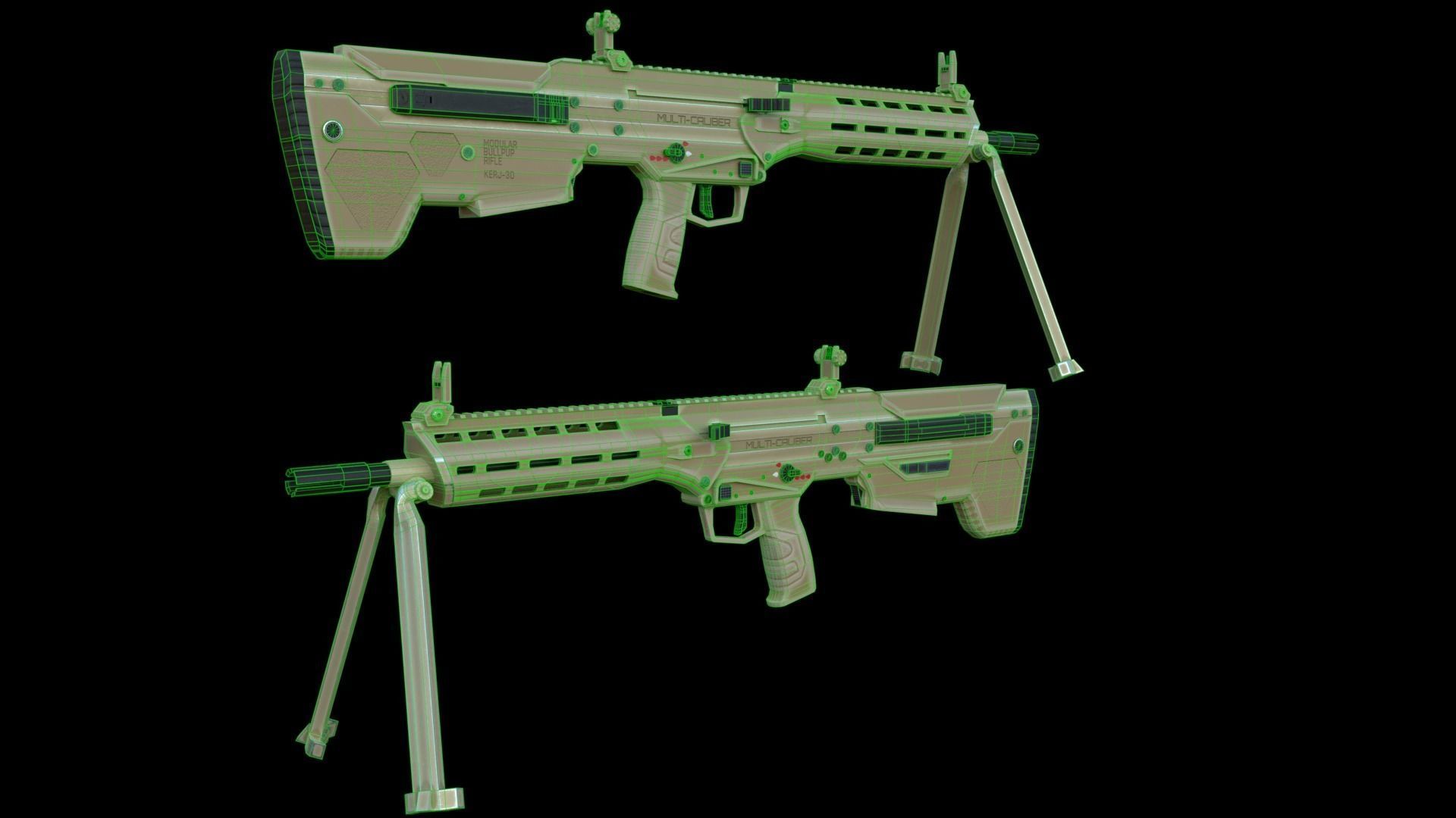 Modular Bullpup Rifle-Squad Automatic Weapon Variant Low-poly 3D model_66