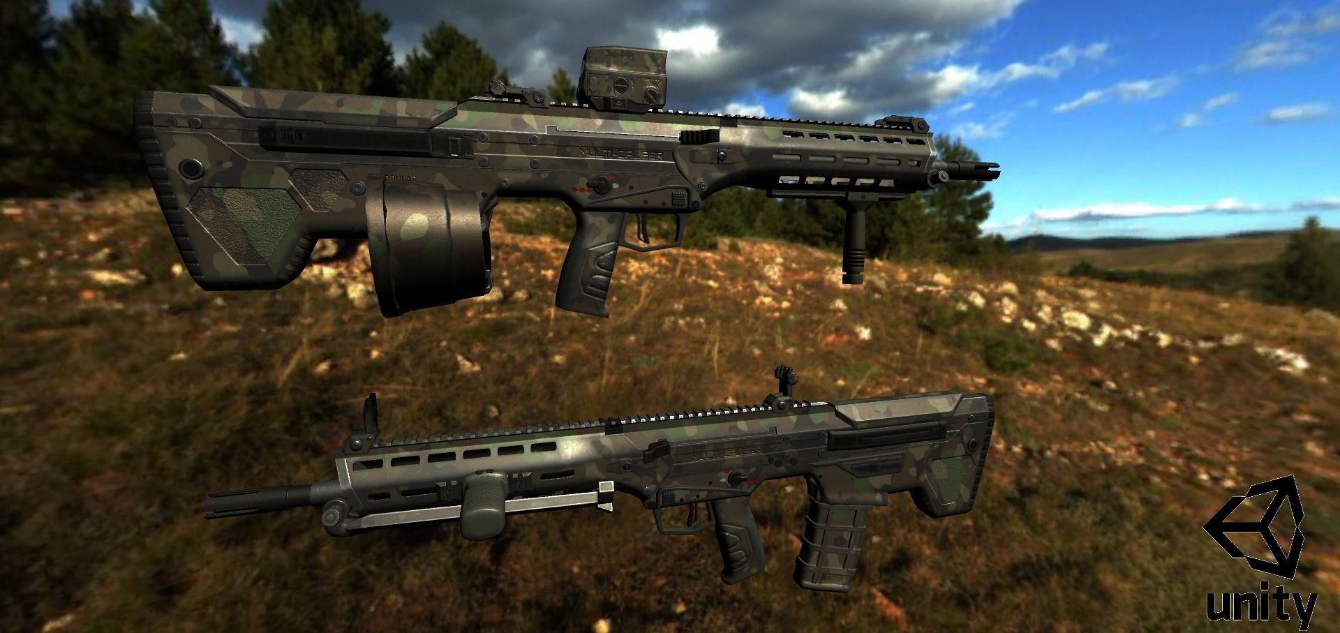 Modular Bullpup Rifle-Squad Automatic Weapon Variant Low-poly 3D model_27