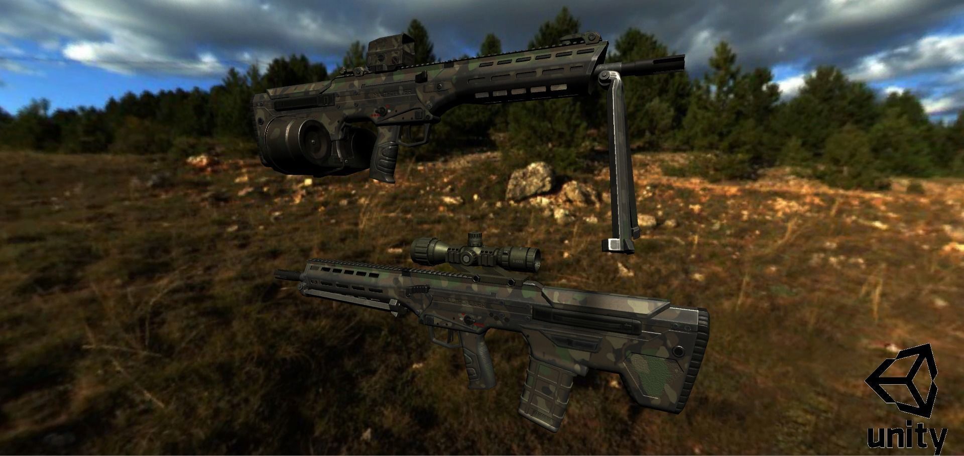 Modular Bullpup Rifle-Squad Automatic Weapon Variant Low-poly 3D model_26