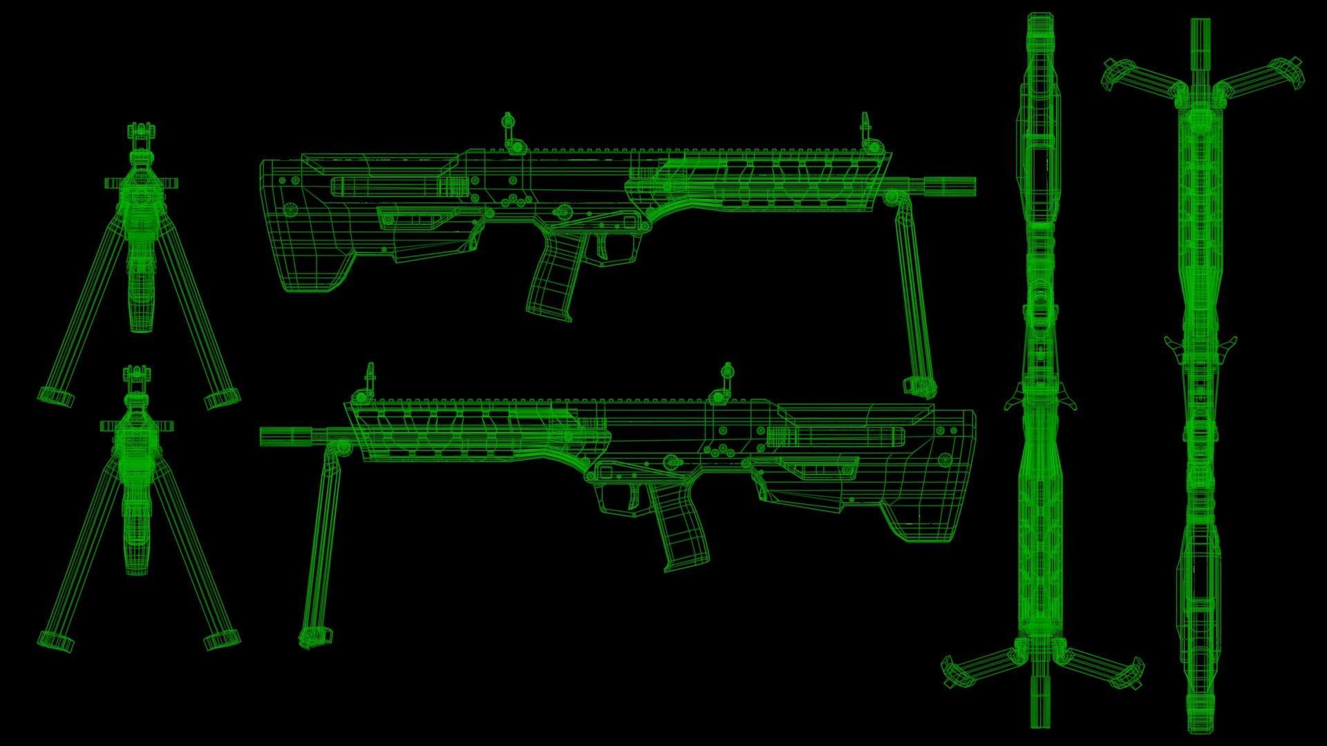 Modular Bullpup Rifle-Squad Automatic Weapon Variant Low-poly 3D model_68