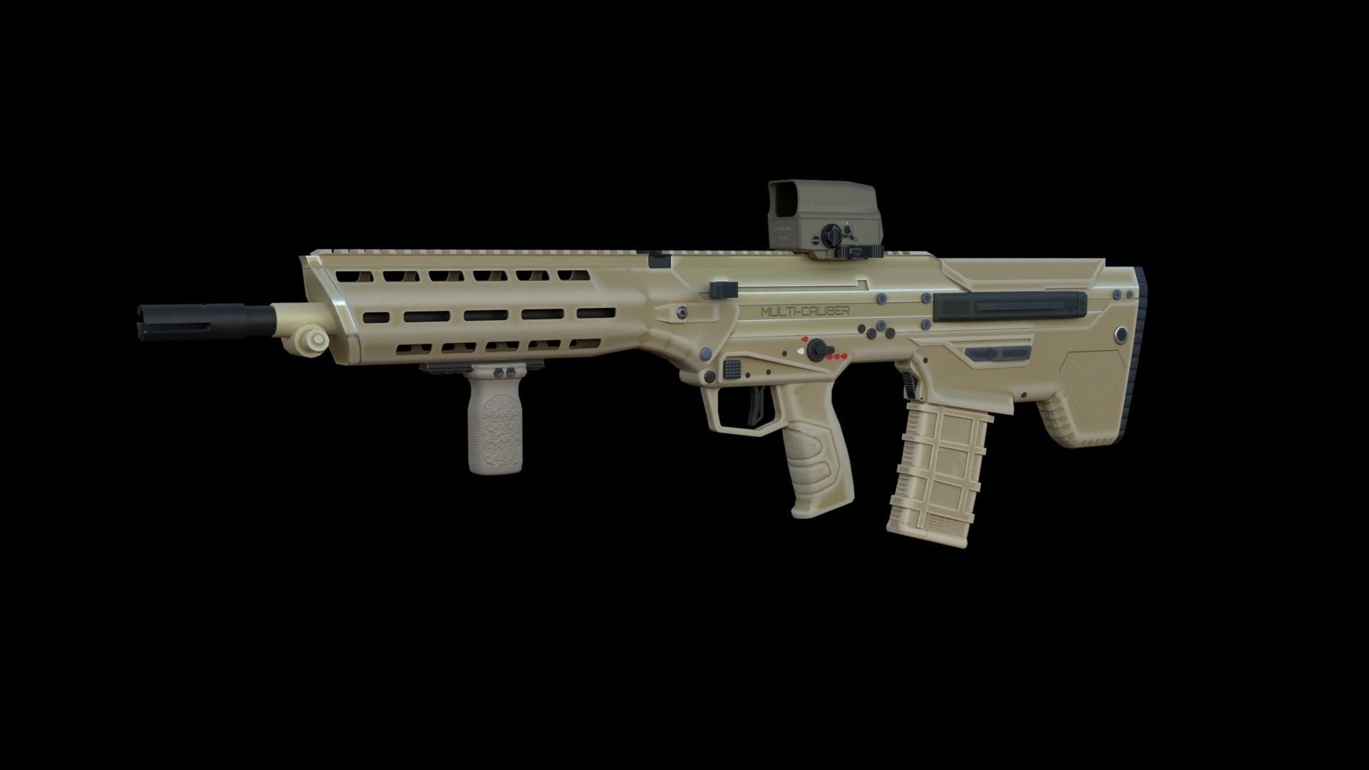 Modular Bullpup Rifle-Squad Automatic Weapon Variant Low-poly 3D model_5