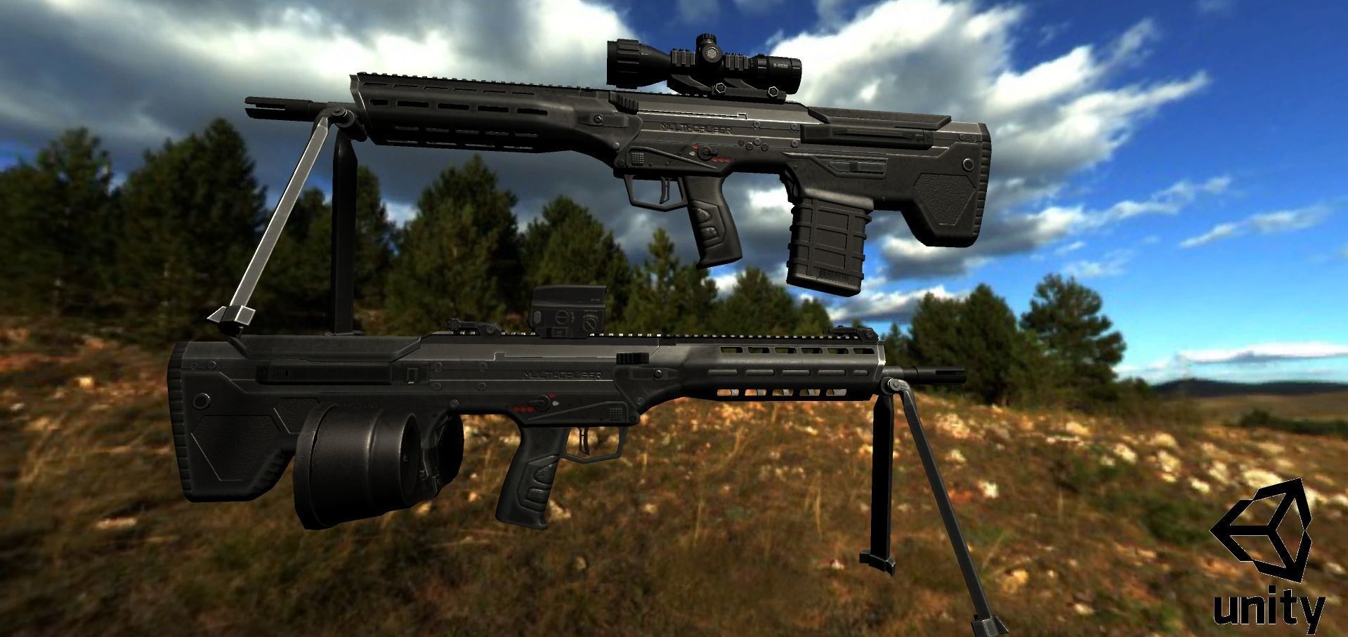 Modular Bullpup Rifle-Squad Automatic Weapon Variant Low-poly 3D model_23