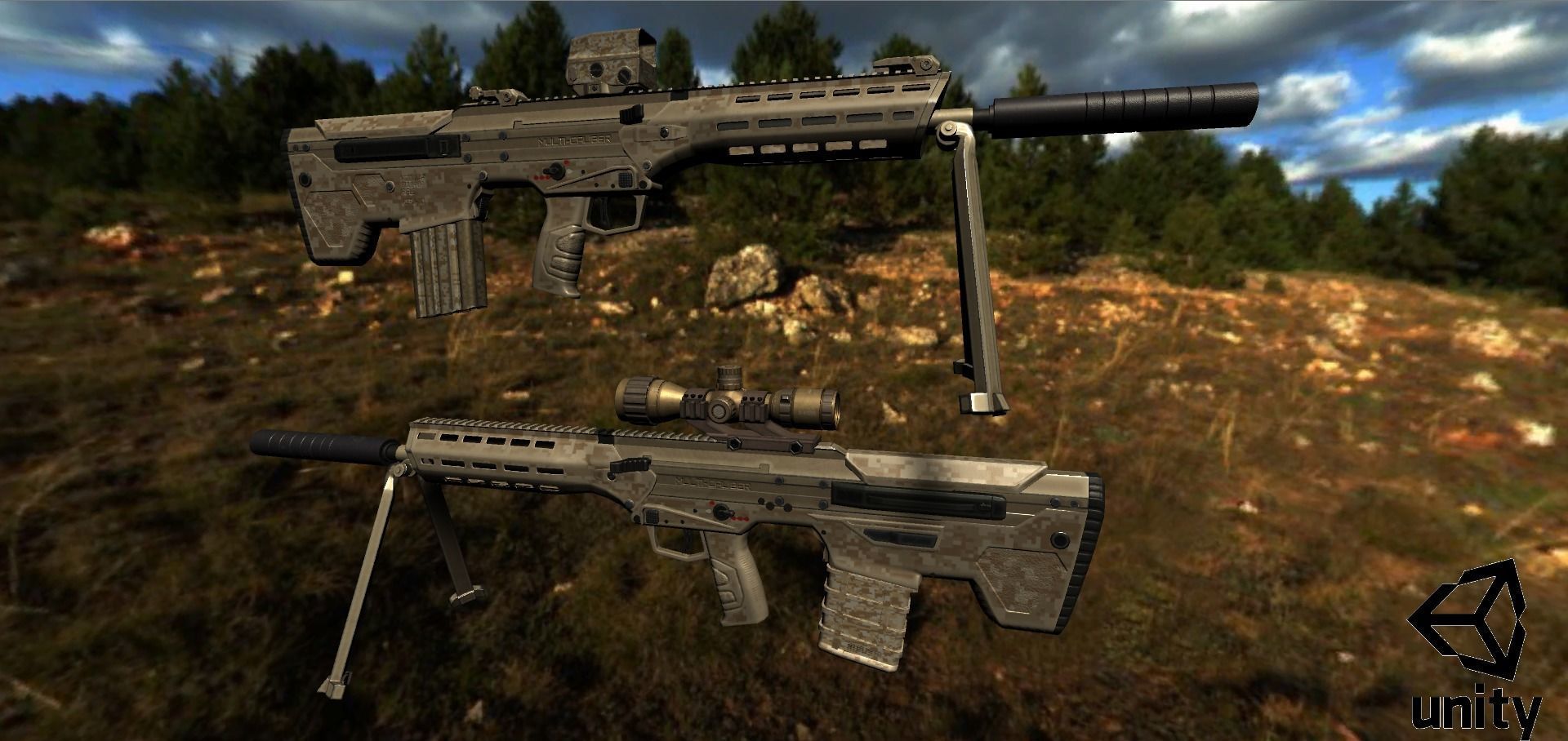 Modular Bullpup Rifle-Squad Automatic Weapon Variant Low-poly 3D model_29