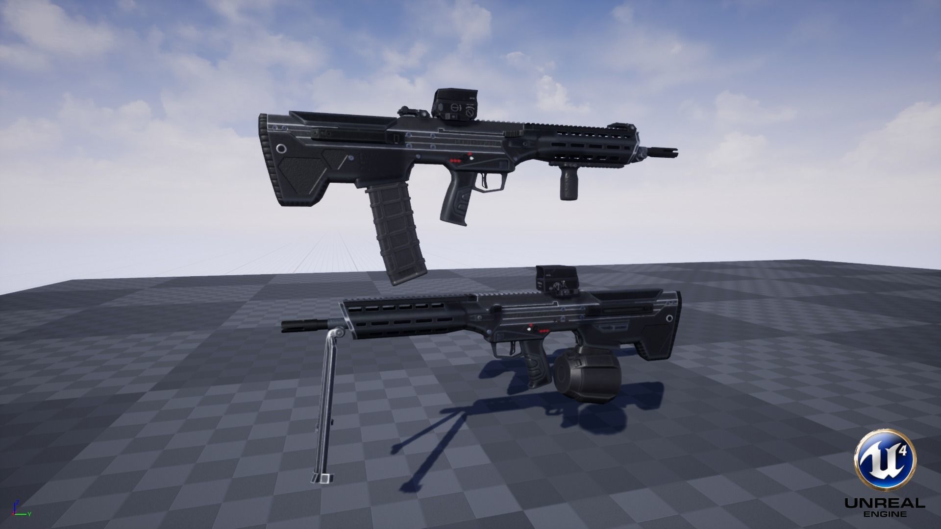 Modular Bullpup Rifle-Squad Automatic Weapon Variant Low-poly 3D model_32