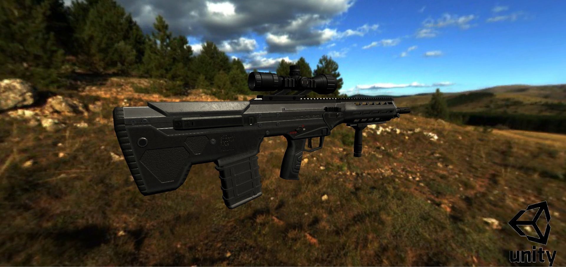 Modular Bullpup Rifle-Squad Automatic Weapon Variant Low-poly 3D model_24