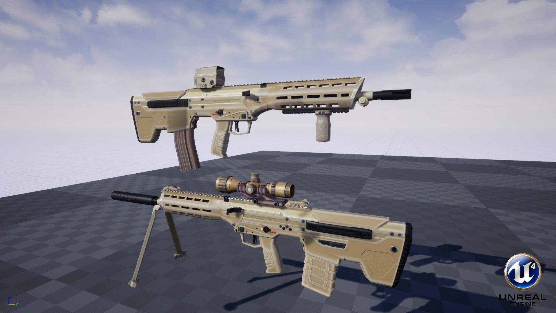 Modular Bullpup Rifle-Squad Automatic Weapon Variant Low-poly 3D model_39