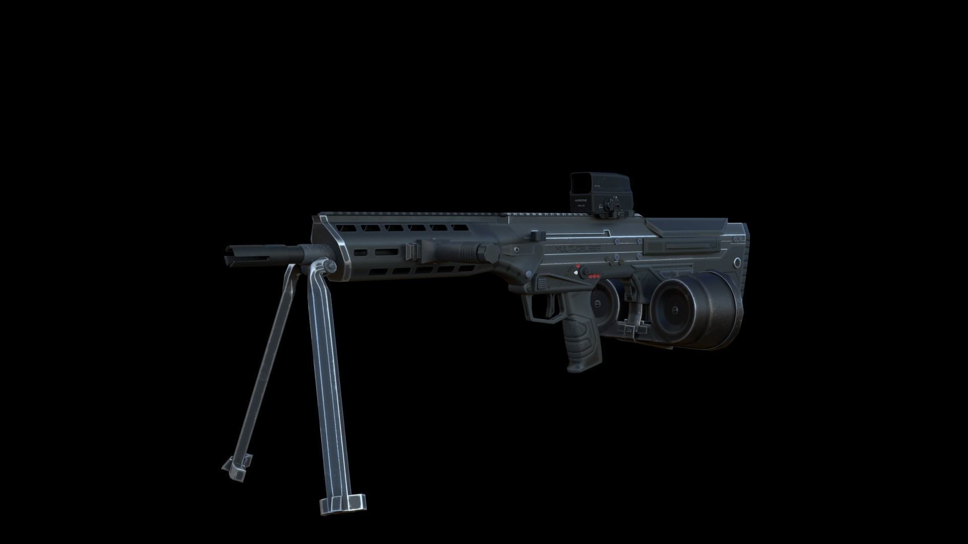 Modular Bullpup Rifle-Squad Automatic Weapon Variant Low-poly 3D model_8