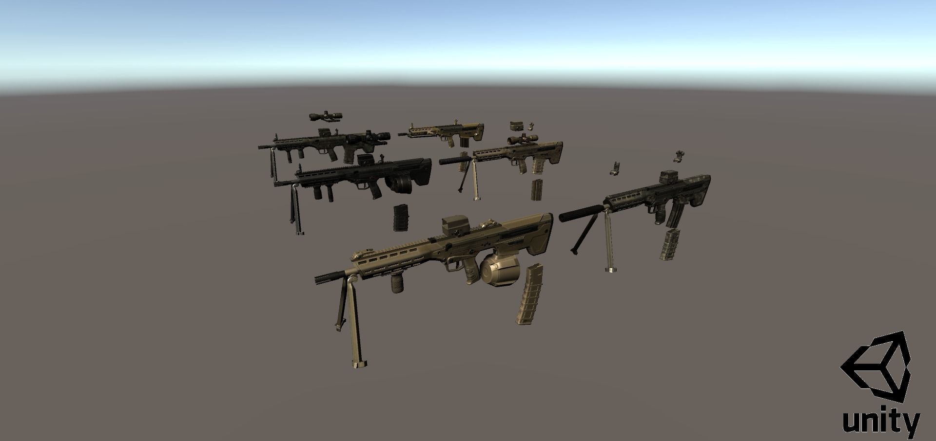 Modular Bullpup Rifle-Squad Automatic Weapon Variant Low-poly 3D model_21