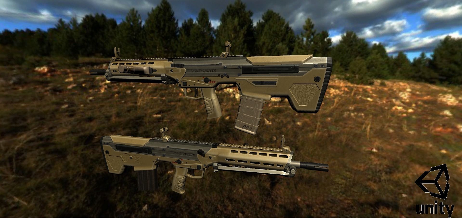 Modular Bullpup Rifle-Squad Automatic Weapon Variant Low-poly 3D model_30