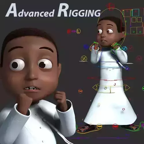 Arabic black muslim boy cartoon characater