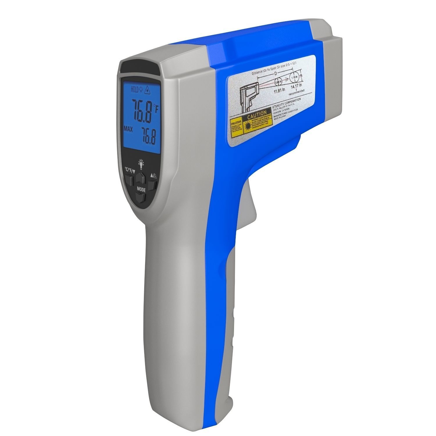 Etekcity 1022 Digital Laser Infrared Thermometer 3D Model 3D model_2