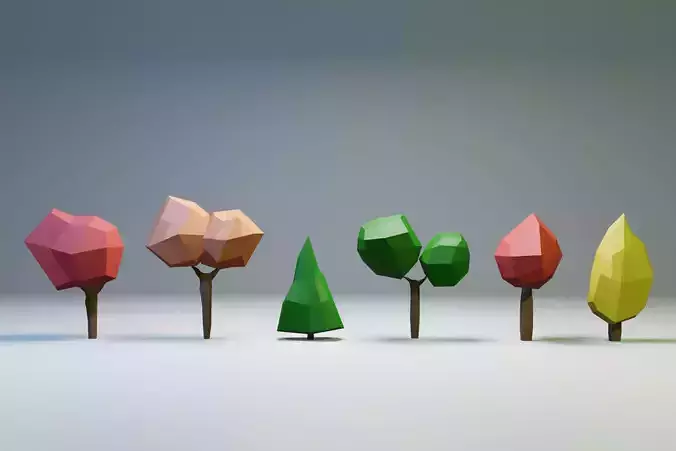 Tree 3D Low-poly polygonal trees