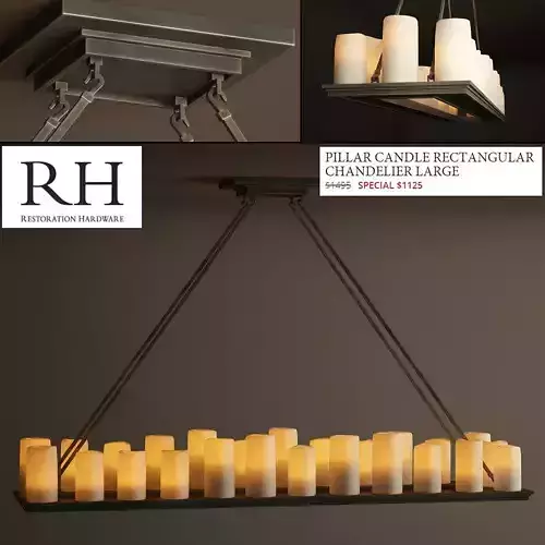 PILLAR CANDLE RECTANGULAR CHANDELIER LARGE 3D model