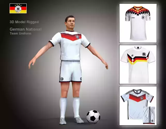 German Soccer Player Rigged Character  Low-poly 3D model