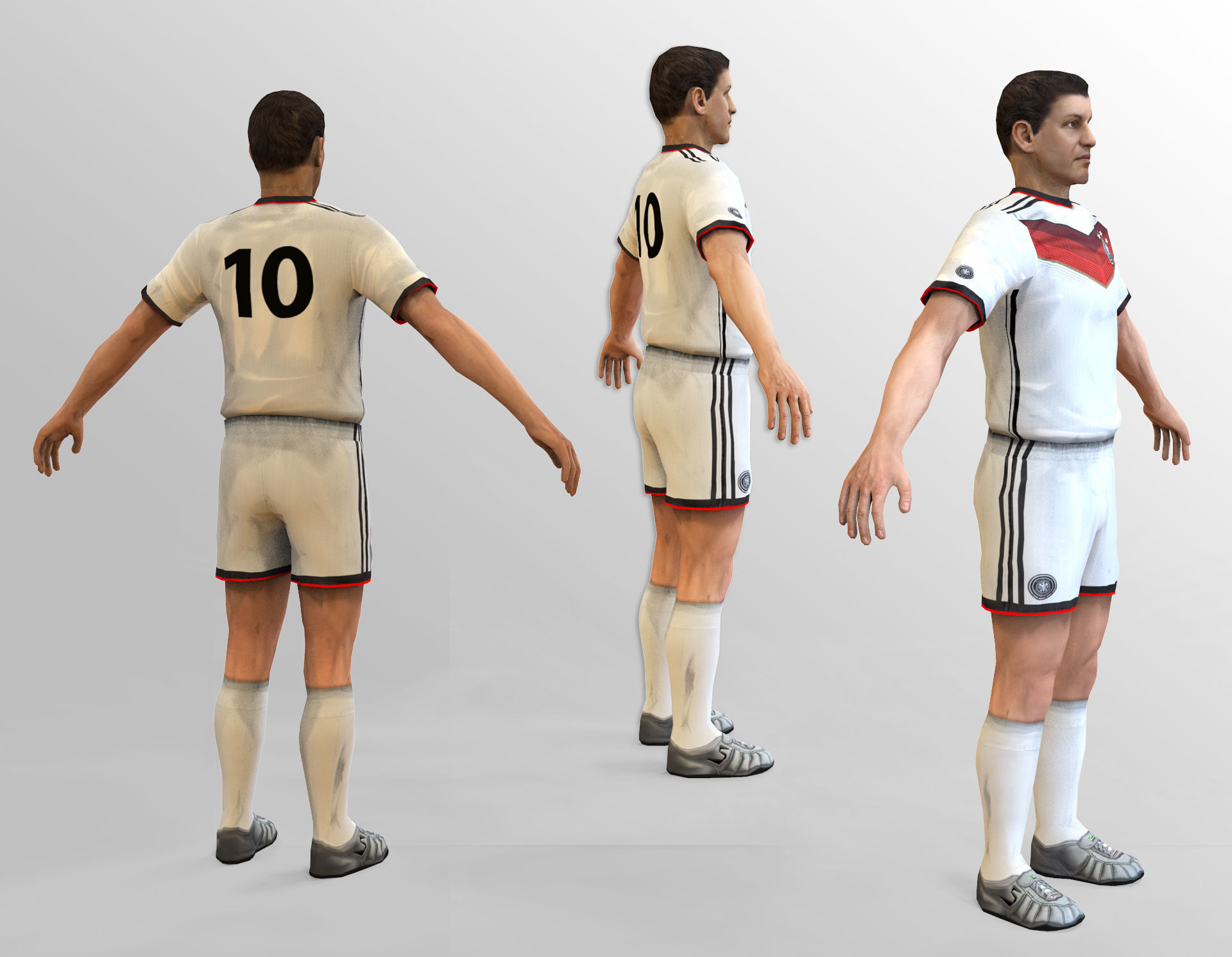 German Soccer Player Rigged Character Low-poly 3D model_10