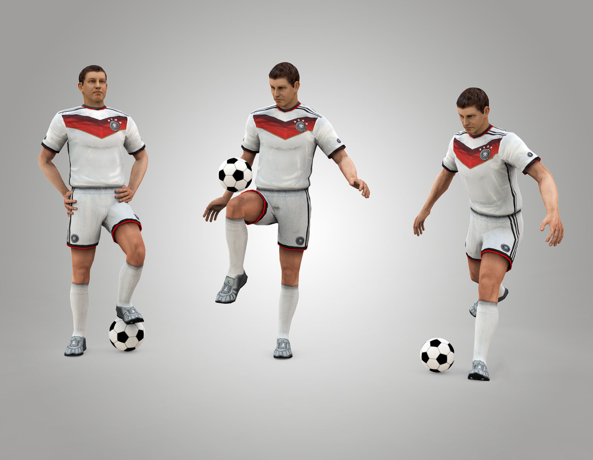German Soccer Player Rigged Character Low-poly 3D model_11